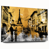 Large abstract depiction of Paris scenery in muted gray tones on acrylic glass, suitable for bedroom or dining room art.