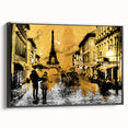 Black and white framed canvas of vintage Paris landscape, ideal for bedroom wall art.