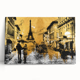Large black and white stretched canvas of Paris scenery, ideal for kitchen wall art.