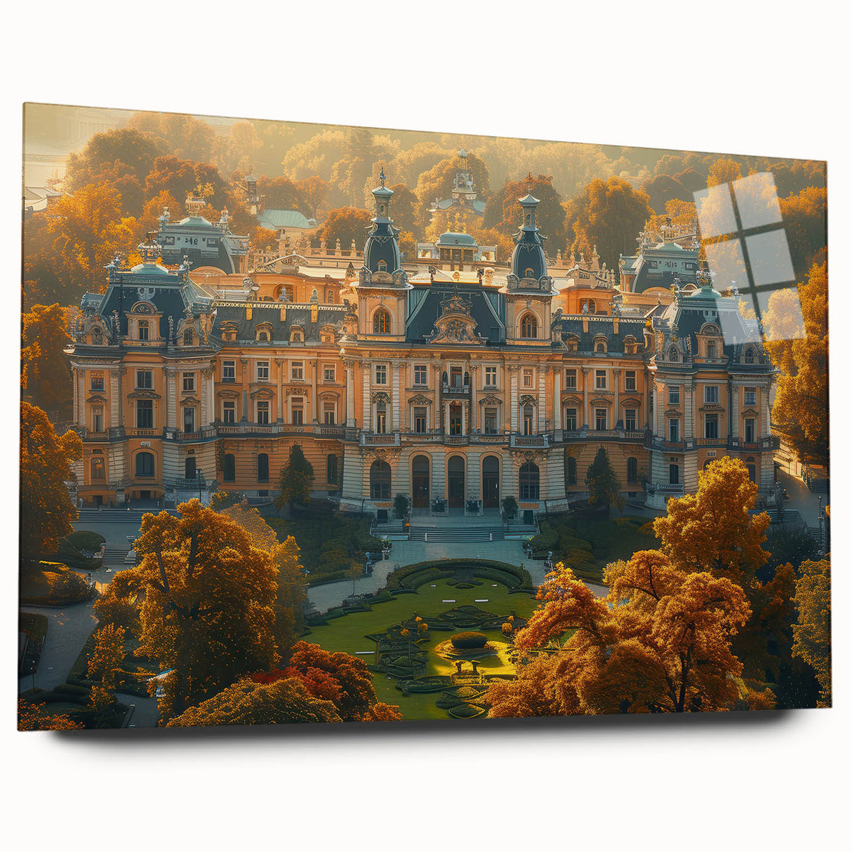 Large abstract wall art depicting a European scenery in Latvia, printed on acrylic glass.