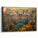 Black and white framed canvas of a vintage Latvian landscape, ideal for bedroom decor.