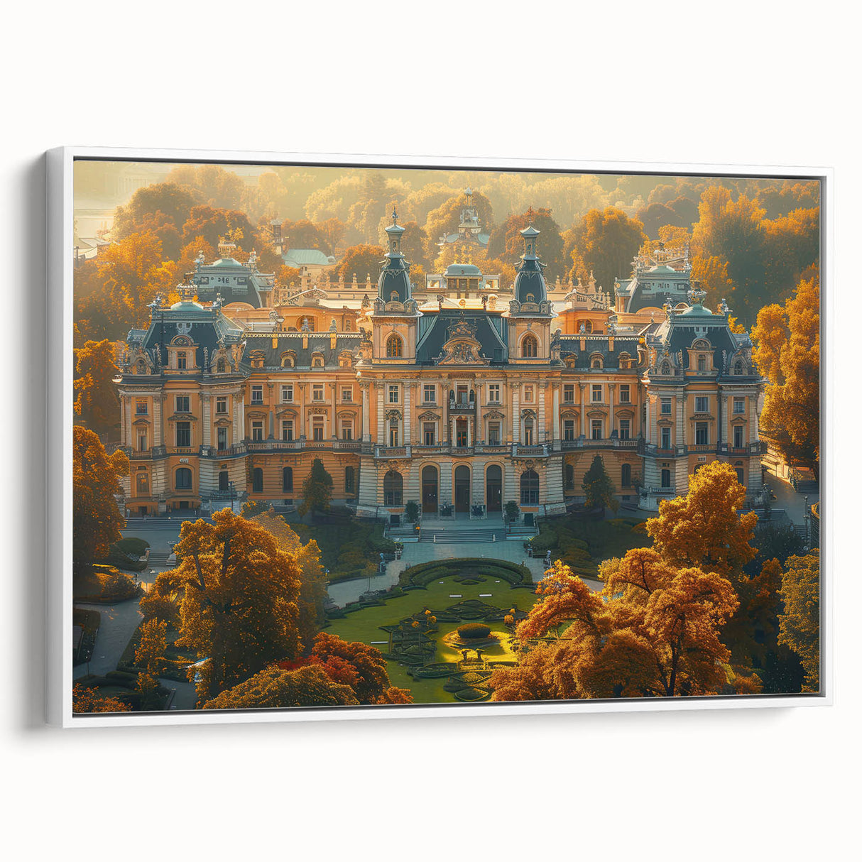 Vintage poster art of a European scenery in Latvia, featuring vibrant colors on a framed canvas, ideal for living room decor.