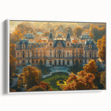 Vintage poster art of a European scenery in Latvia, featuring vibrant colors on a framed canvas, ideal for living room decor.