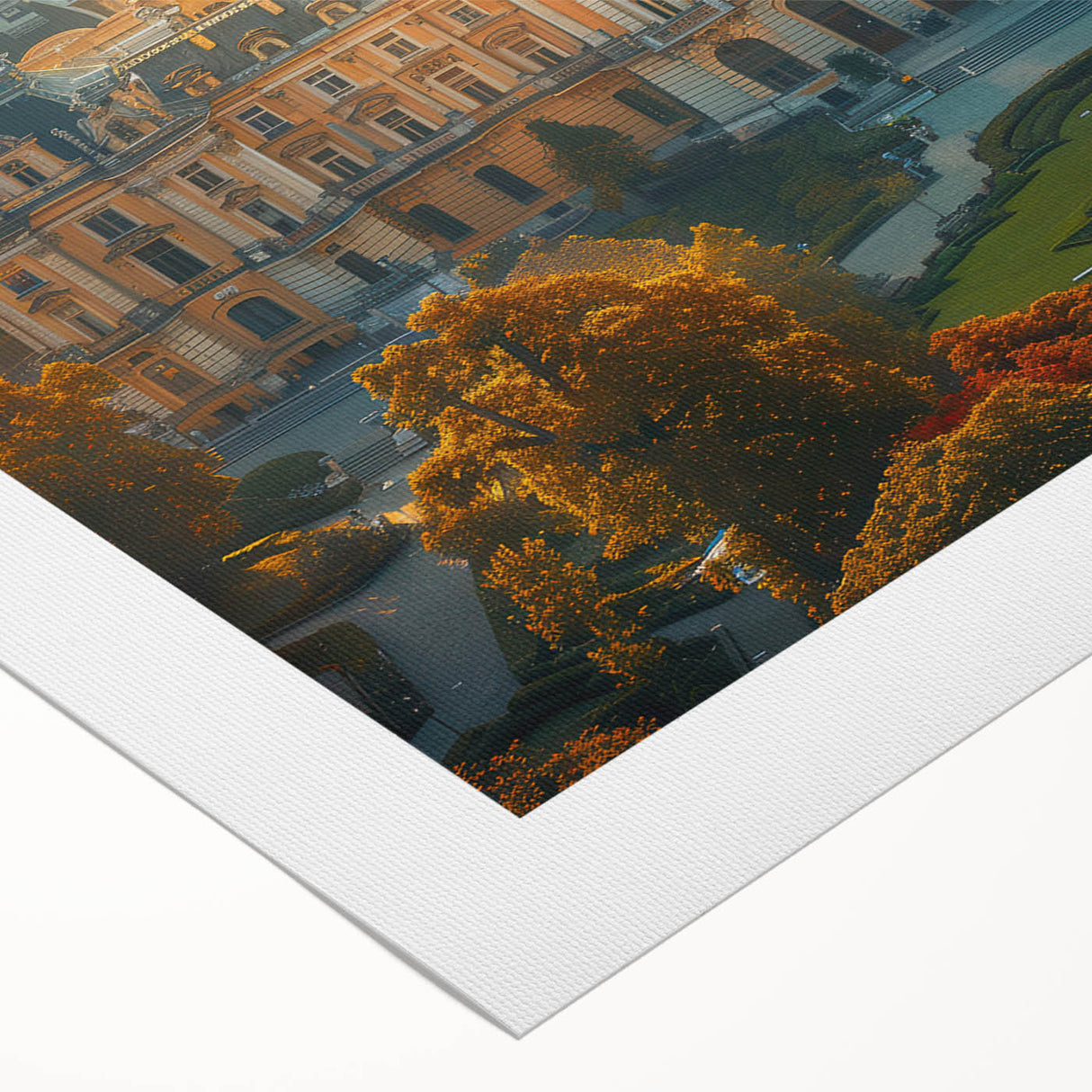 Art deco poster of a Latvian landscape with muted earth tones on rolled canvas, suitable for dining room decor.