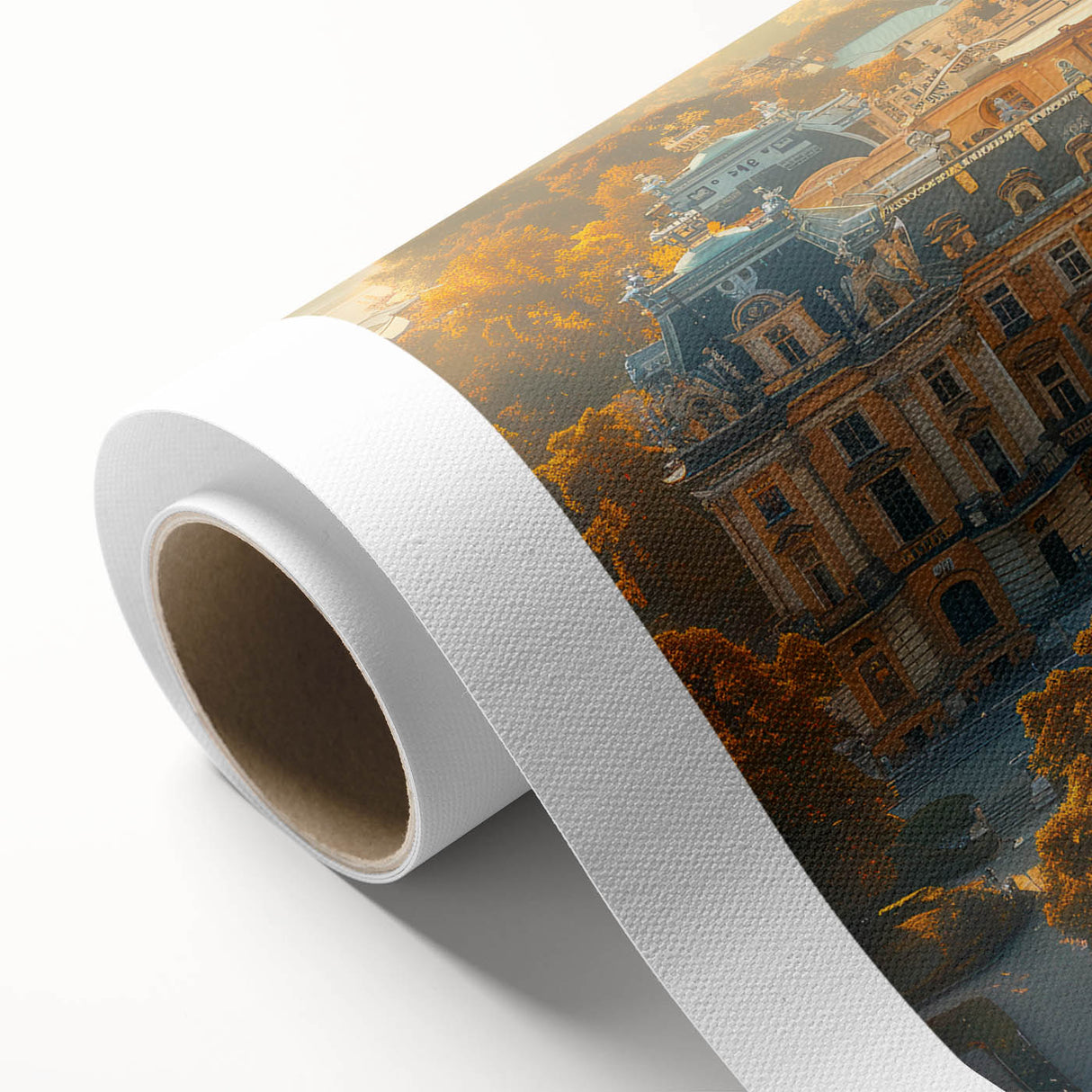 Art deco poster of a European scenery in Latvia, featuring soft pastel colors on rolled canvas, ideal for nursery wall art.