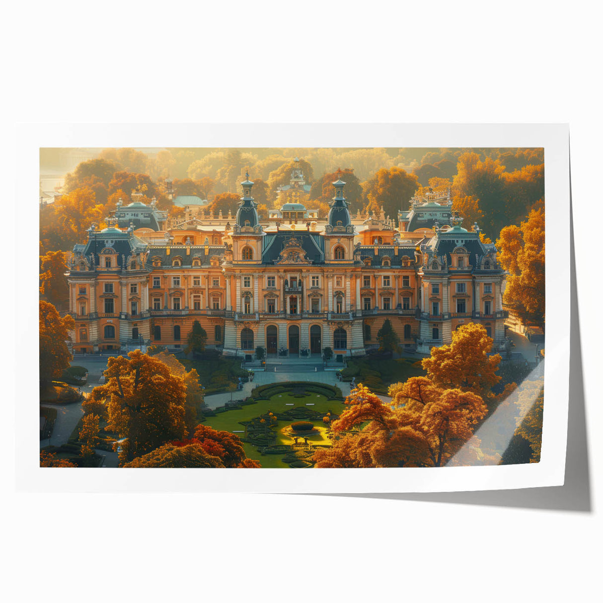 Extra large rolled print of a Latvian landscape with vibrant greenery and floral elements, ideal for dining room wall art.