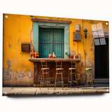 Acrylic print of Yucatan scenery with vibrant green and blue tones, ideal for bedroom or dining room decor.