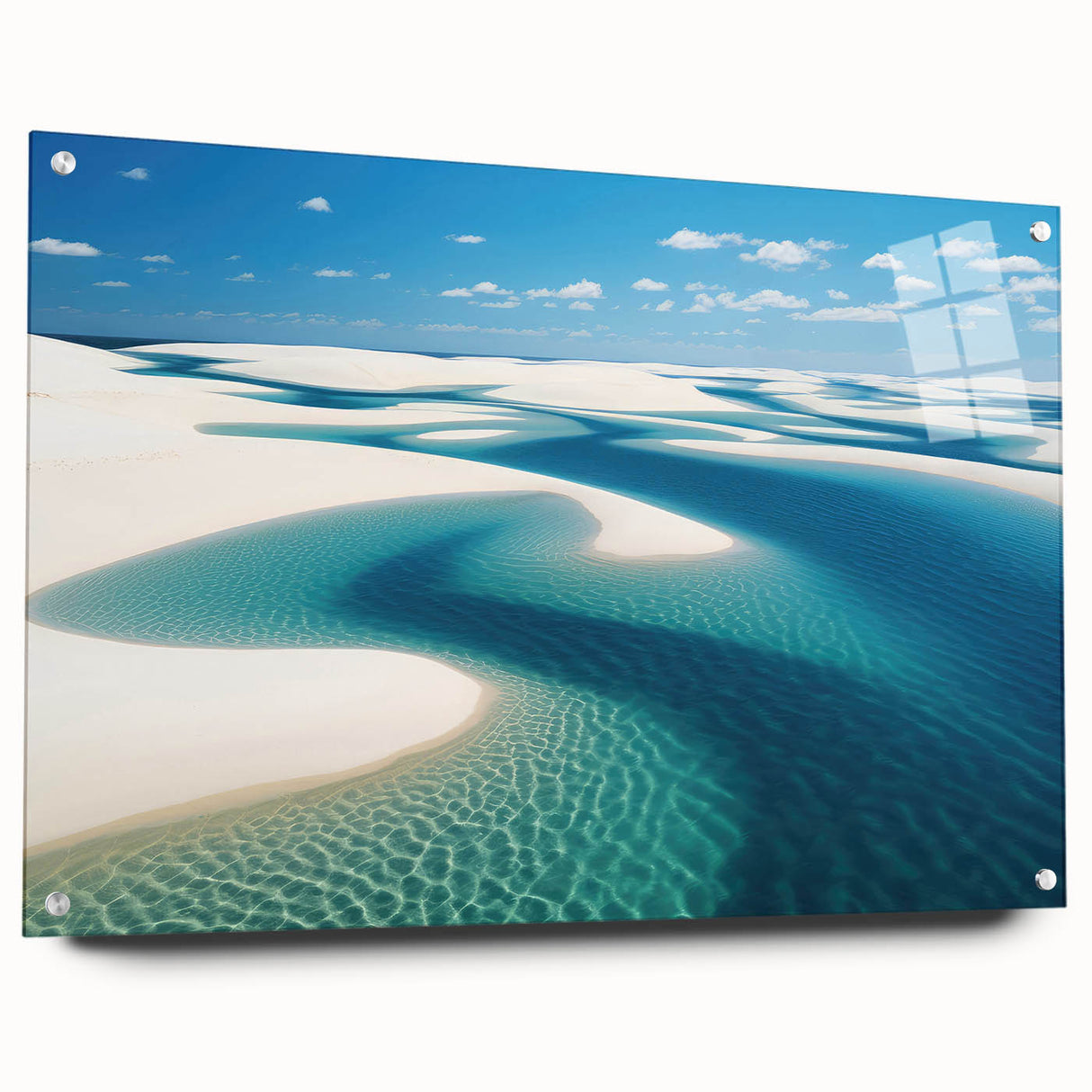 Acrylic print of a large abstract depiction of a Brazilian landscape in vibrant earth tones, ideal for dining room decor.