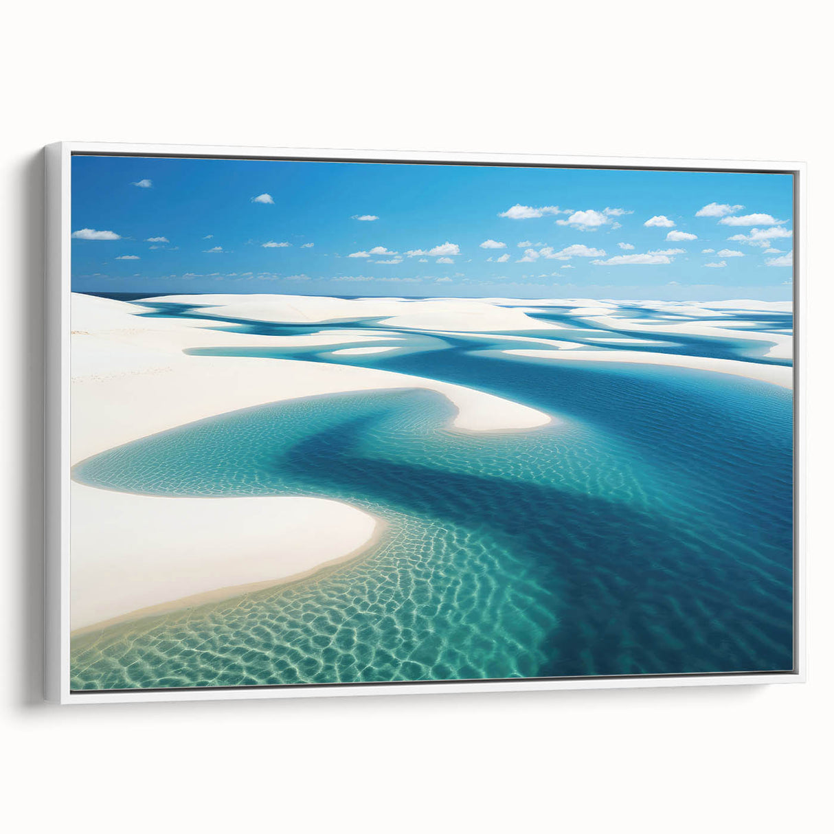 Vintage poster art of a Brazilian landscape on framed canvas, featuring vibrant, colorful artwork against a black background.