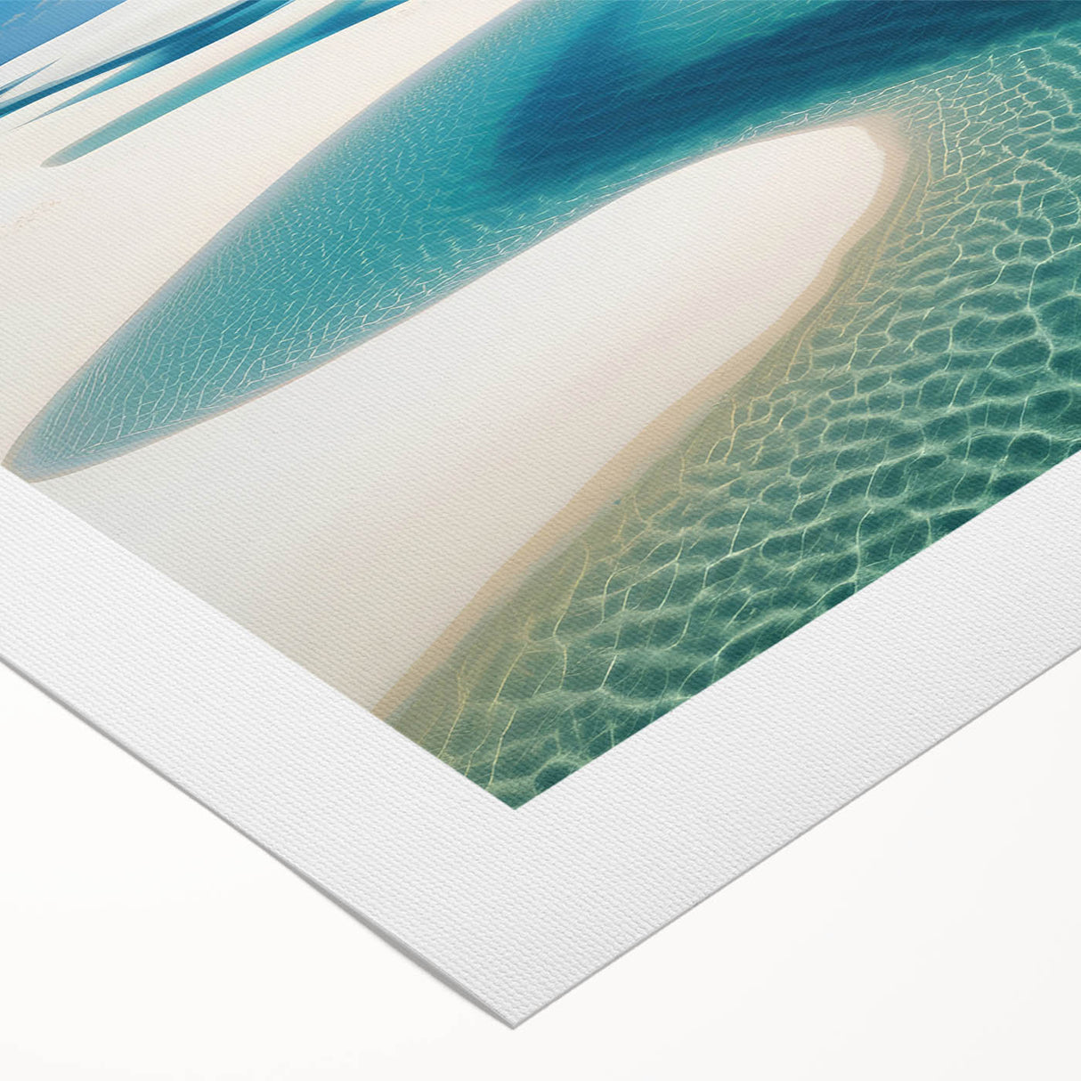 Art deco poster of a Brazilian landscape in muted green and blue tones on rolled canvas, suitable for dining room decor.