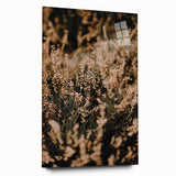 Large abstract wall art depicting autumnal trees in orange and yellow hues on acrylic glass.