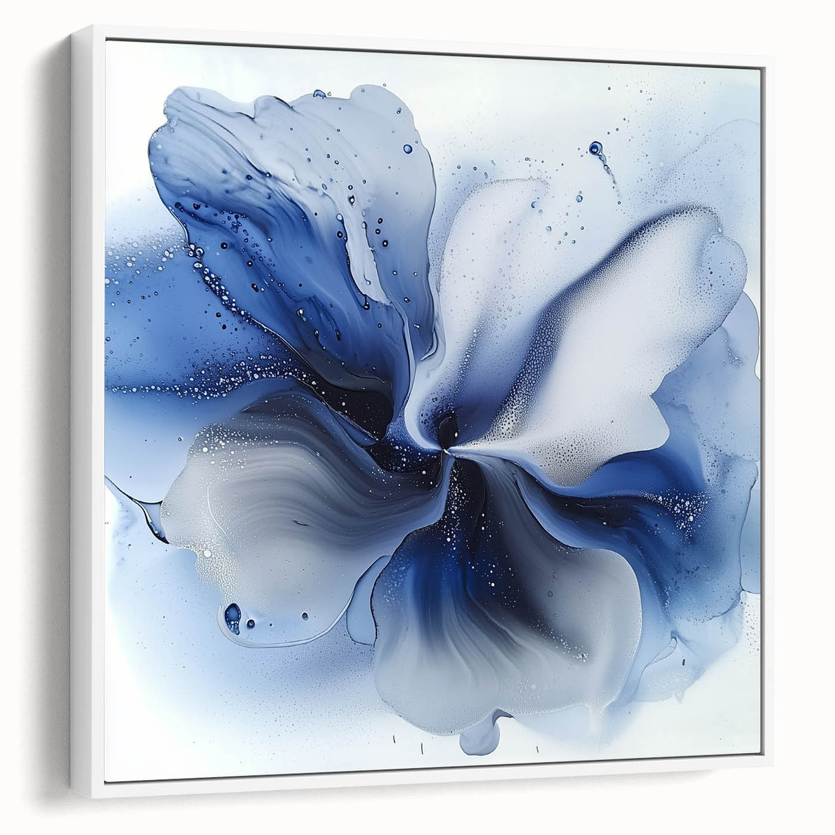 Modern Canvas Wall Art for Living Room - Abstract Blue Flower Print