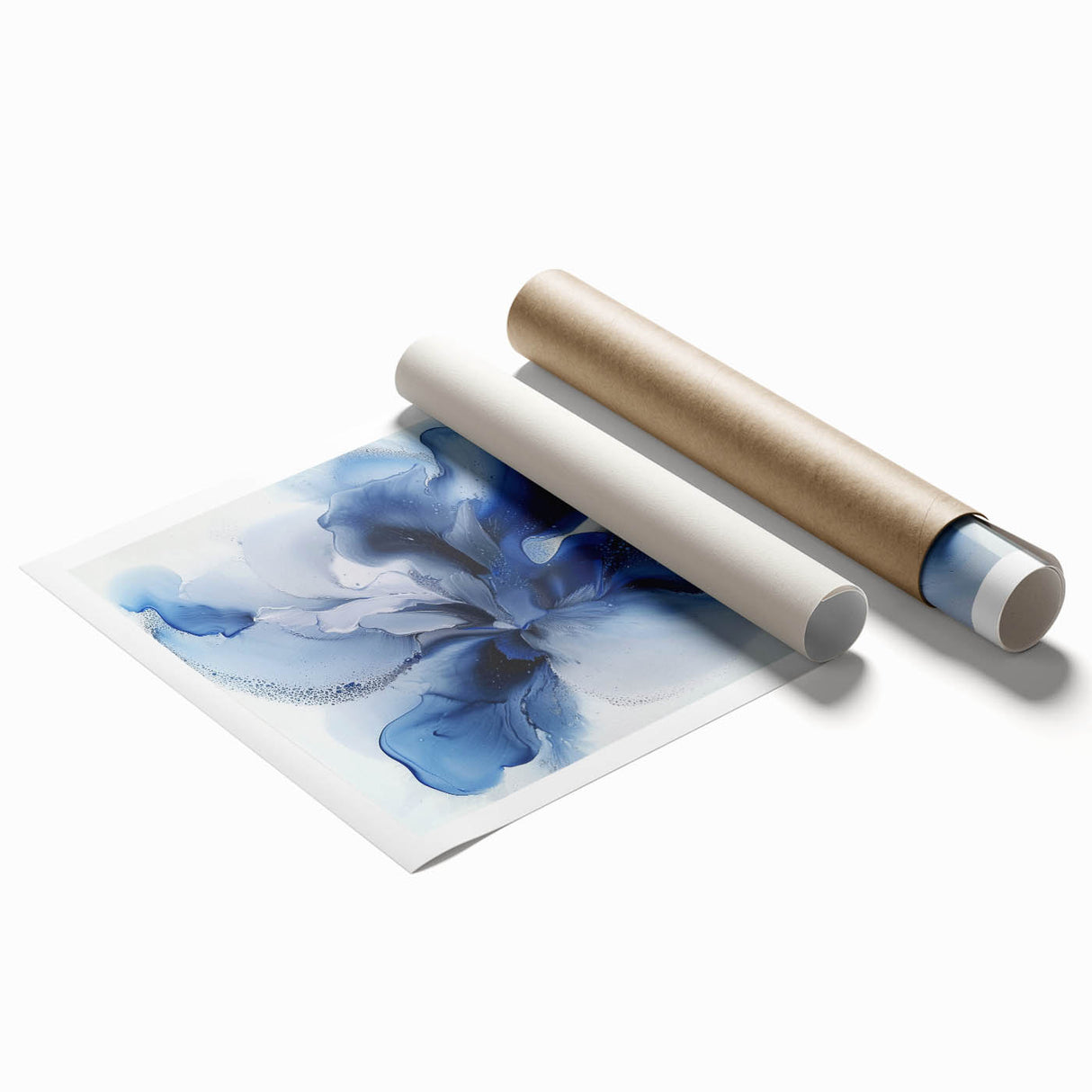 Large Abstract Canvas Wall Art - Modern Blue Flower for Living Room