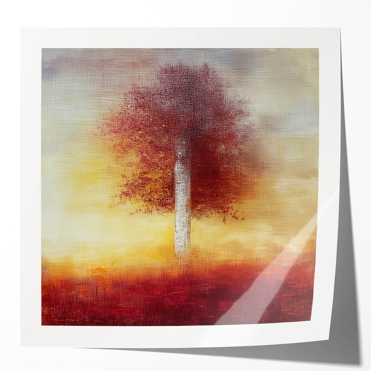 Abstract Canvas Wall Art - Autumn Tree Print for Living Room