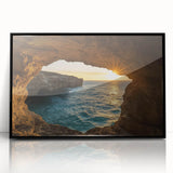 Framed acrylic artwork showcasing an intricate cave landscape design, featuring rich earthy tones and textures, designed to enhance modern home decor.