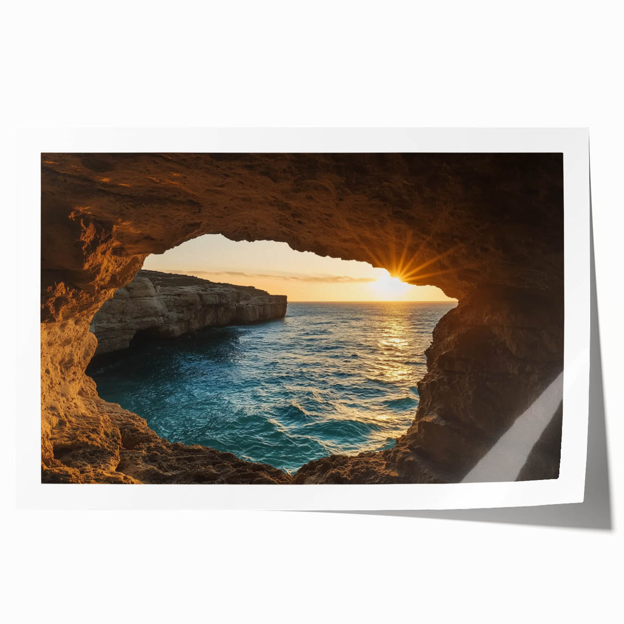 Stunning rolled print showcasing intricate landscapes and cave art designs, perfect for home decor. Vibrant colors and unique textures enhance any space.