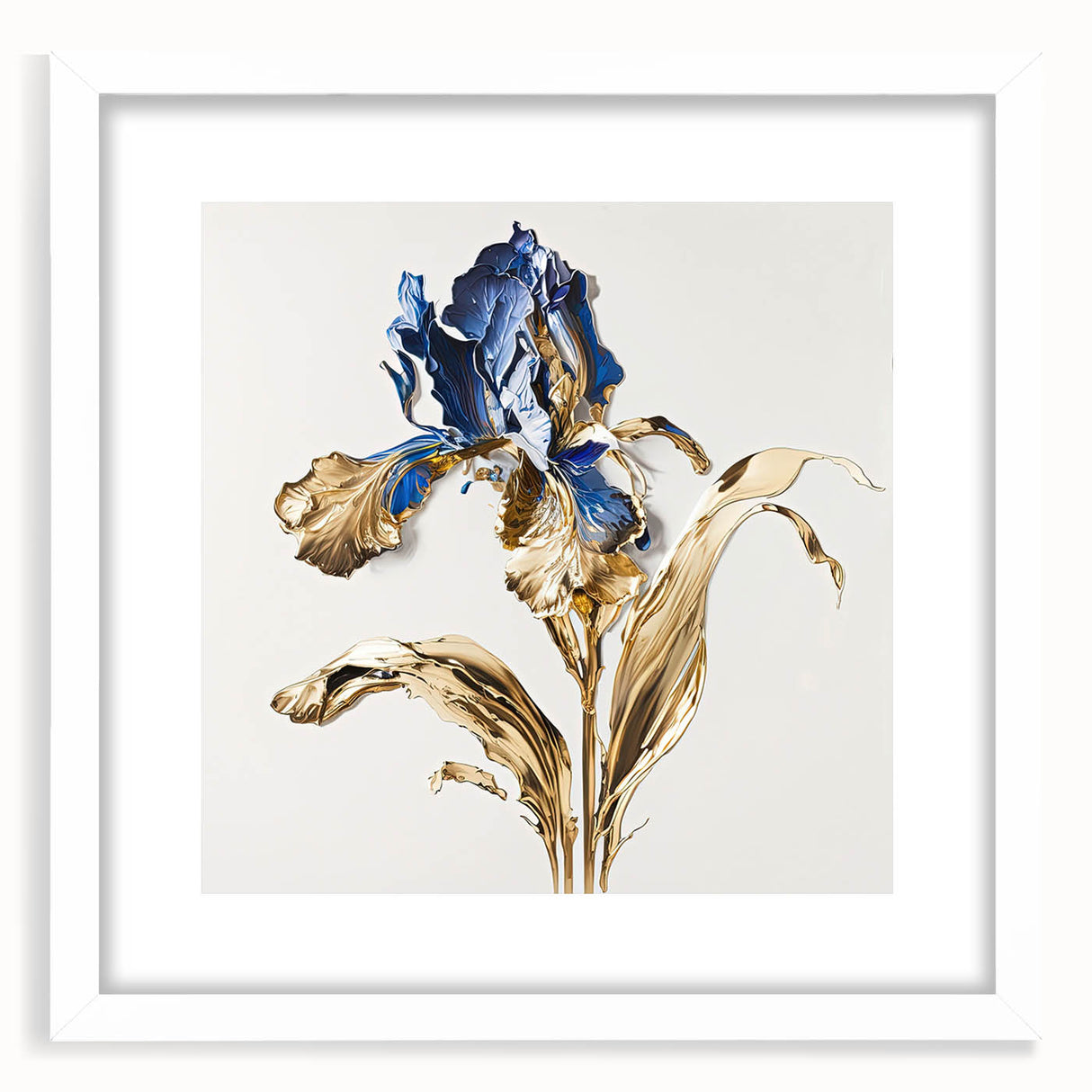 Elegant Blue & Gold Floral Living Room Wall Art – Modern Canvas