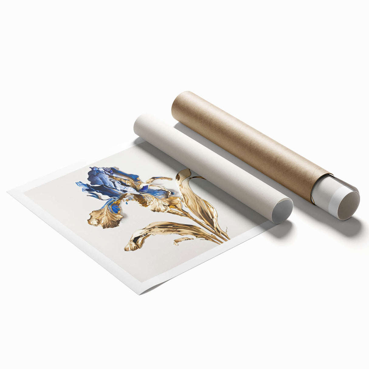 Elegant Blue & Gold Floral Living Room Wall Art – Modern Canvas