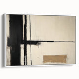 Framed abstract geometric canvas art in a modern white frame, showcasing bold shapes and lines, perfect for contemporary home decor. Ideal for enhancing living spaces with vibrant design elements.