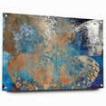 Acrylic glass display showcasing a vibrant animal design, featuring colorful illustrations and decorative pins. Ideal for modern home decor or art collections.