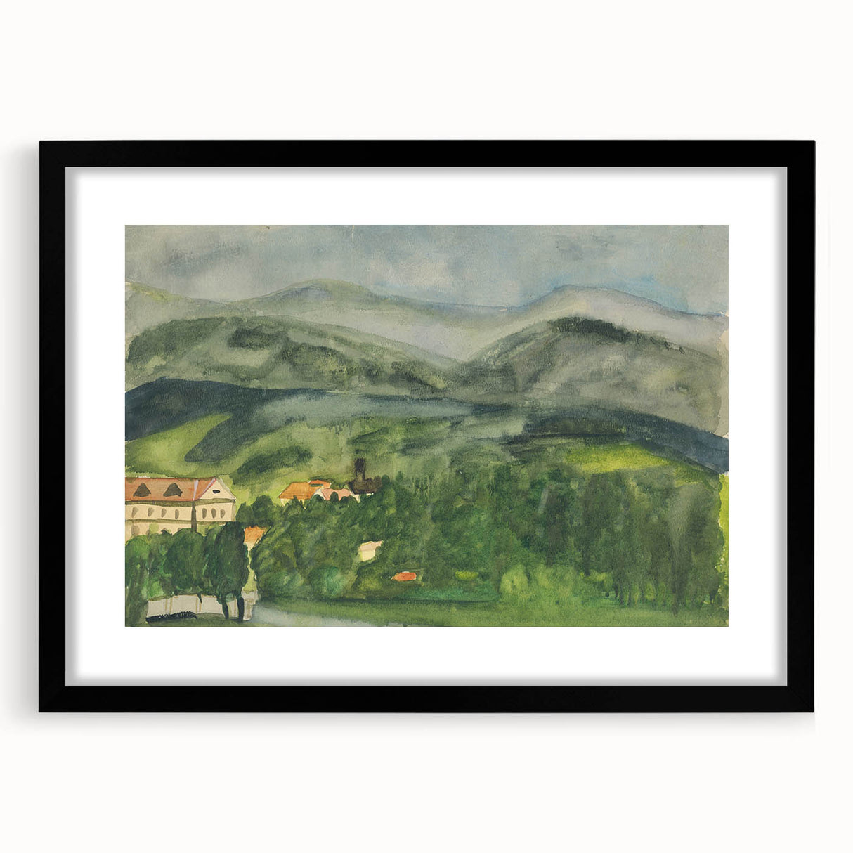 Serene Expressionist Landscape - Lush Green Countryside Canvas Print