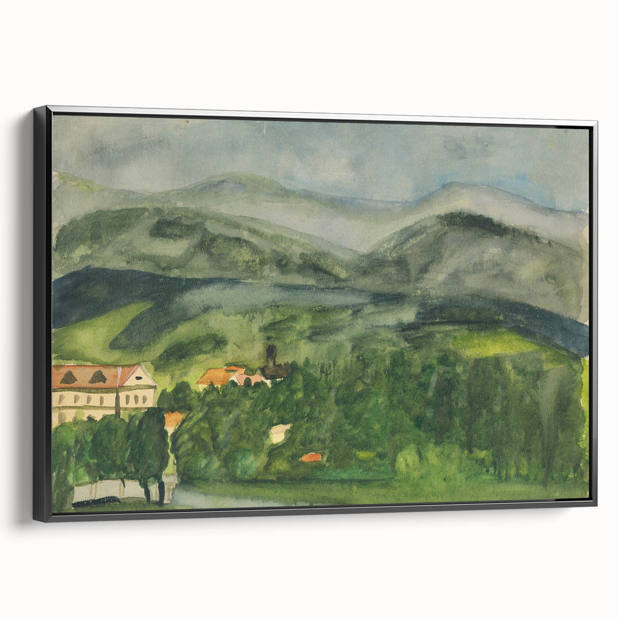 Serene Expressionist Landscape - Lush Green Countryside Canvas Print
