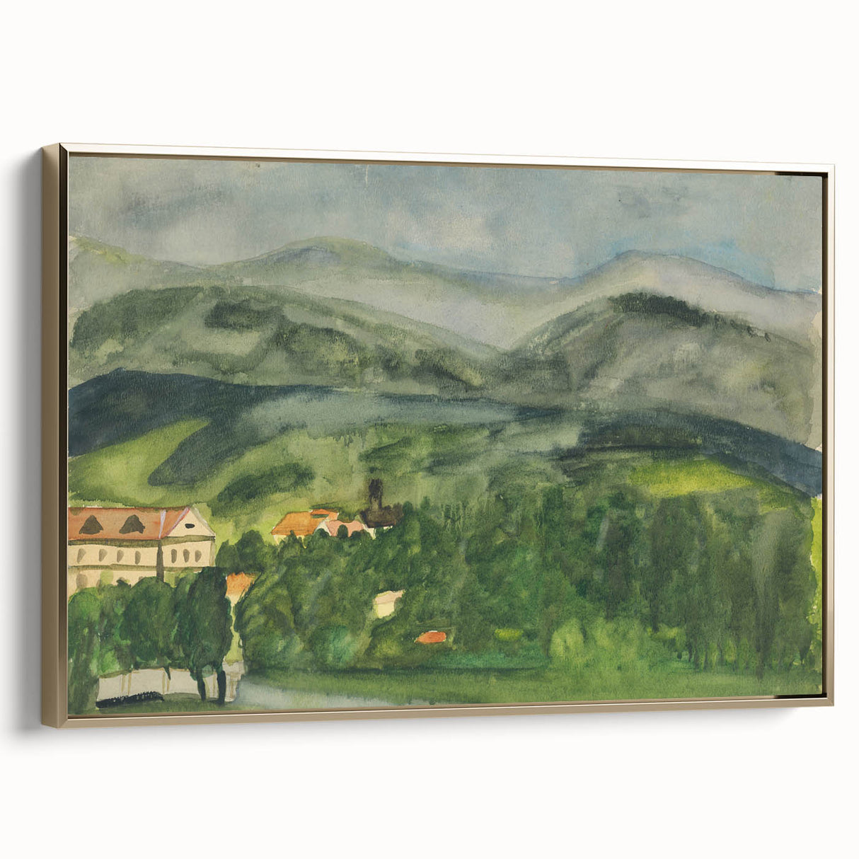 Serene Expressionist Landscape - Lush Green Countryside Canvas Print