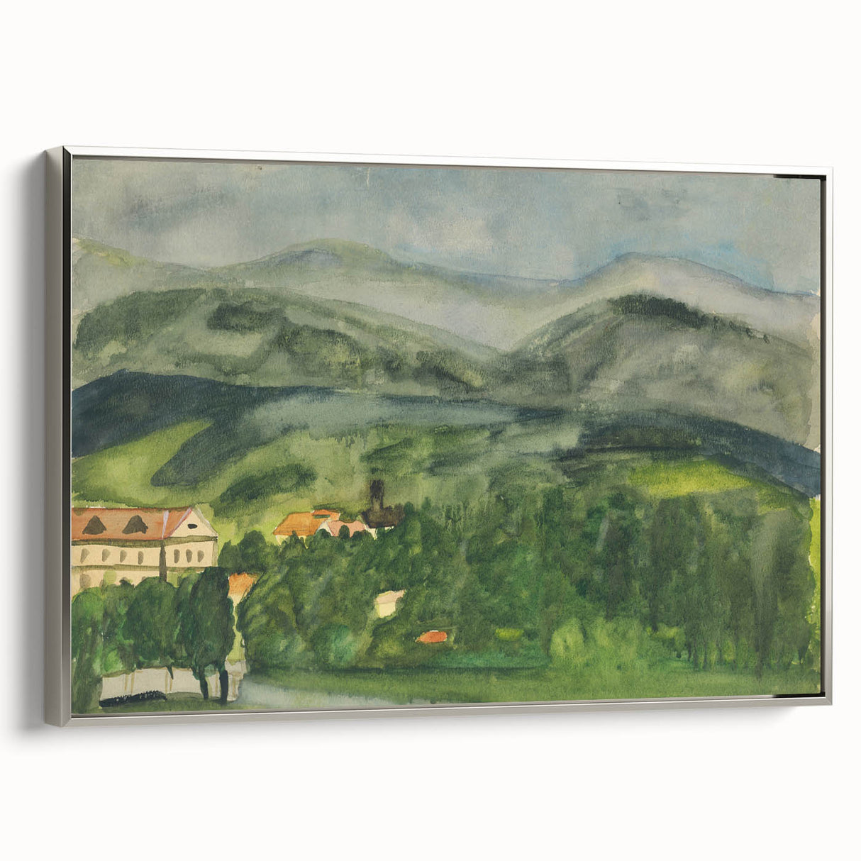 Serene Expressionist Landscape - Lush Green Countryside Canvas Print