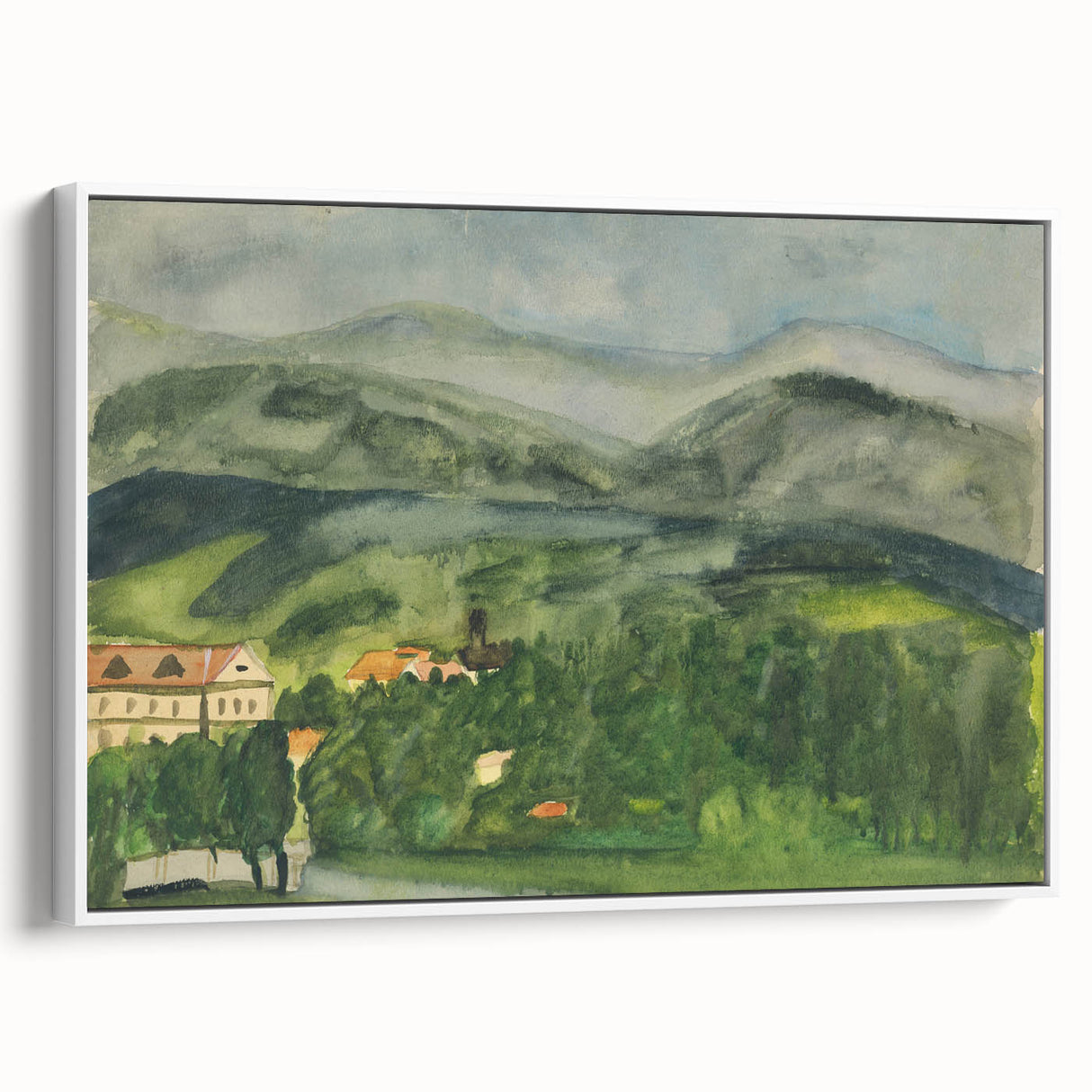 Serene Expressionist Landscape - Lush Green Countryside Canvas Print