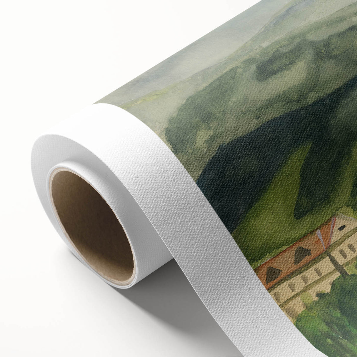 Serene Expressionist Landscape - Lush Green Countryside Canvas Print