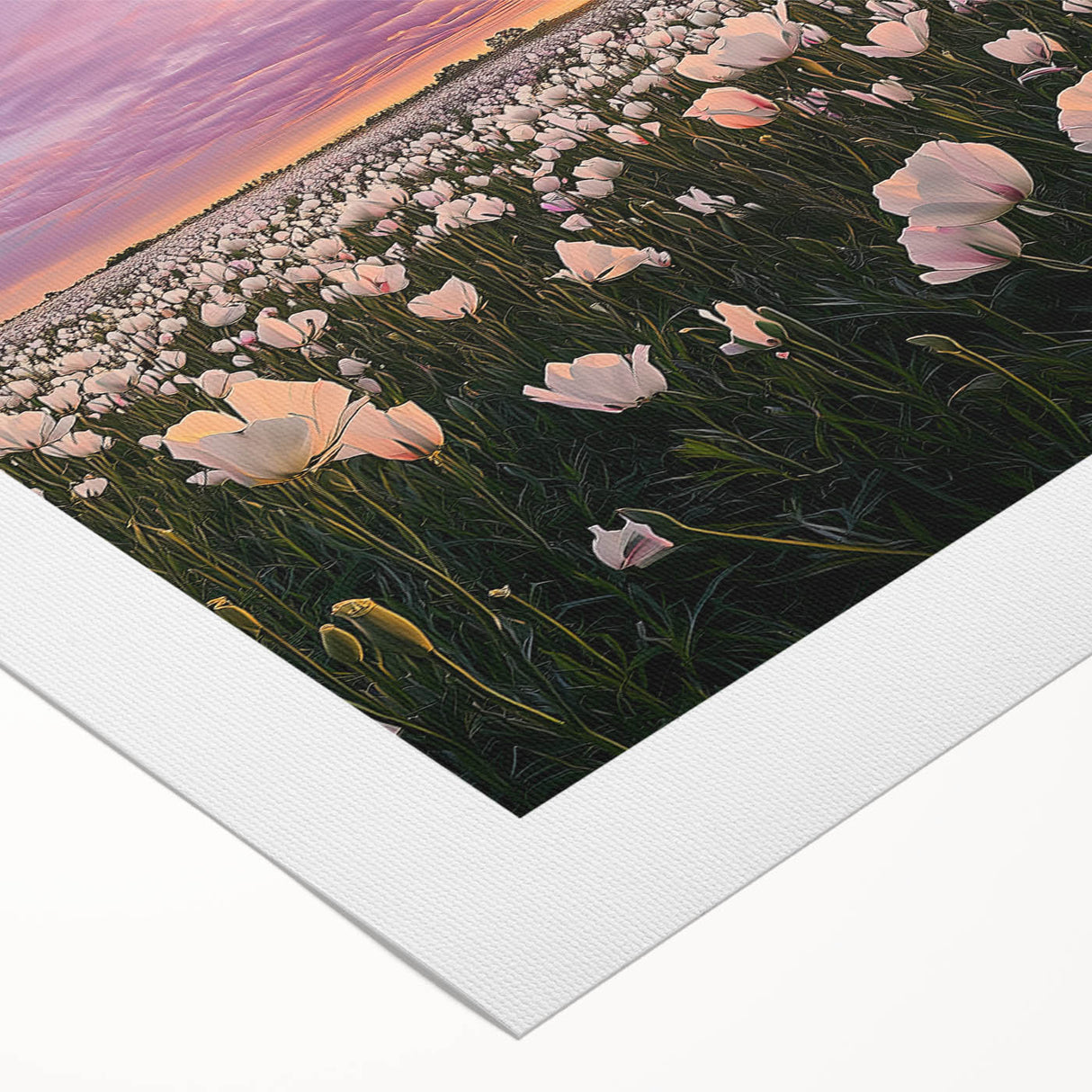 Vibrant rolled canvas showcasing a scenic landscape design with lush green fields and a blue sky, elegantly packaged in a protective cardboard tube for shipping. Perfect for home decor enthusiasts seeking nature-inspired art.