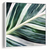 Vintage poster art of vivid green leaves on a large framed canvas, ideal for living room decor.