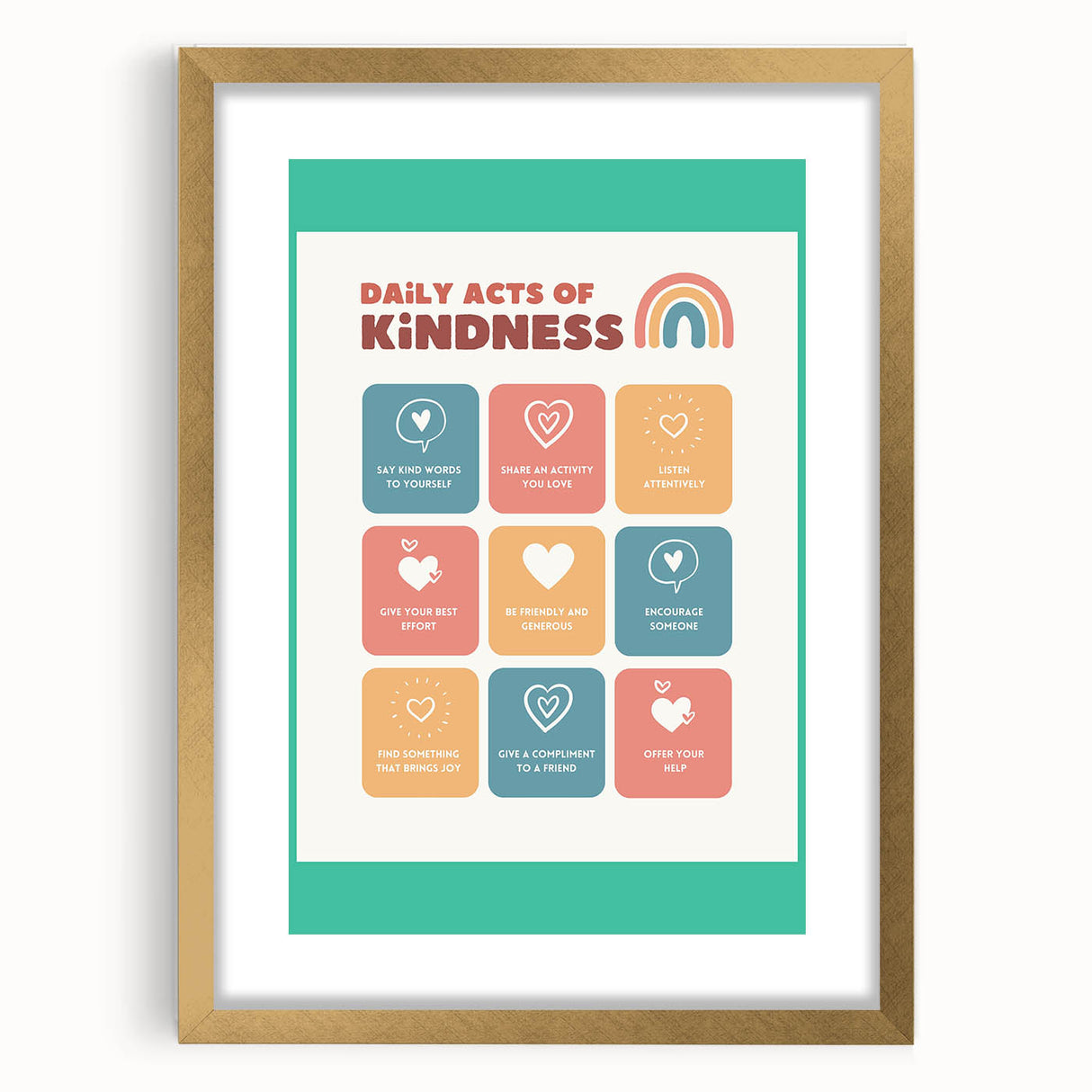 Daily Acts of Kindness - Kids Educational Wall Art Motivational Print