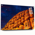 Large abstract wall art of an Indian scenery in muted earth tones on acrylic glass.