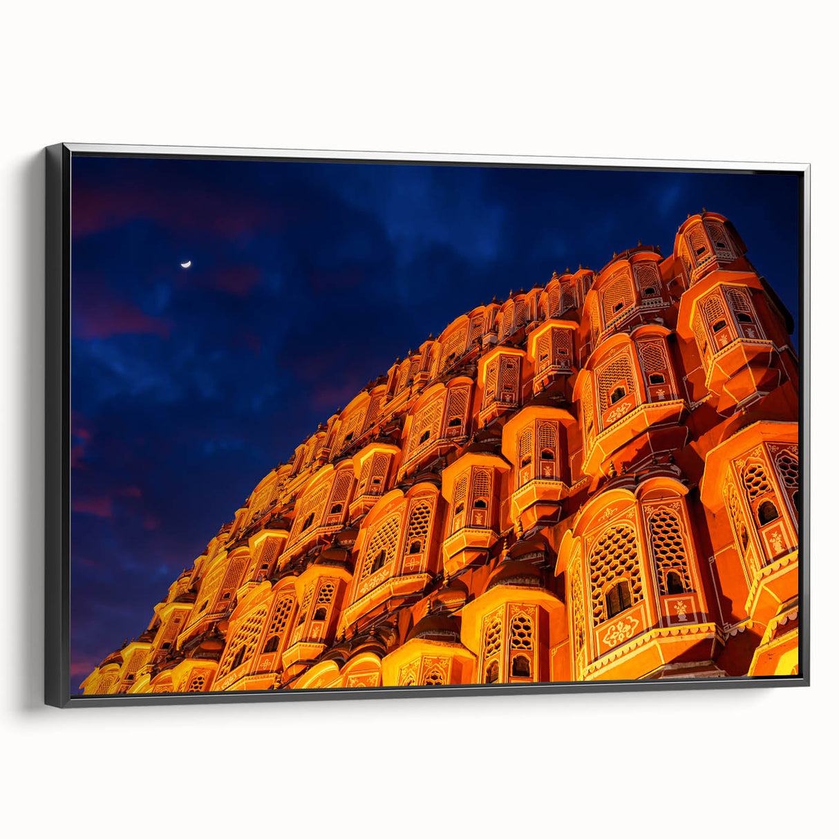 Black and white landscape art of a serene Indian scenery on framed canvas, ideal for bedroom wall decor.