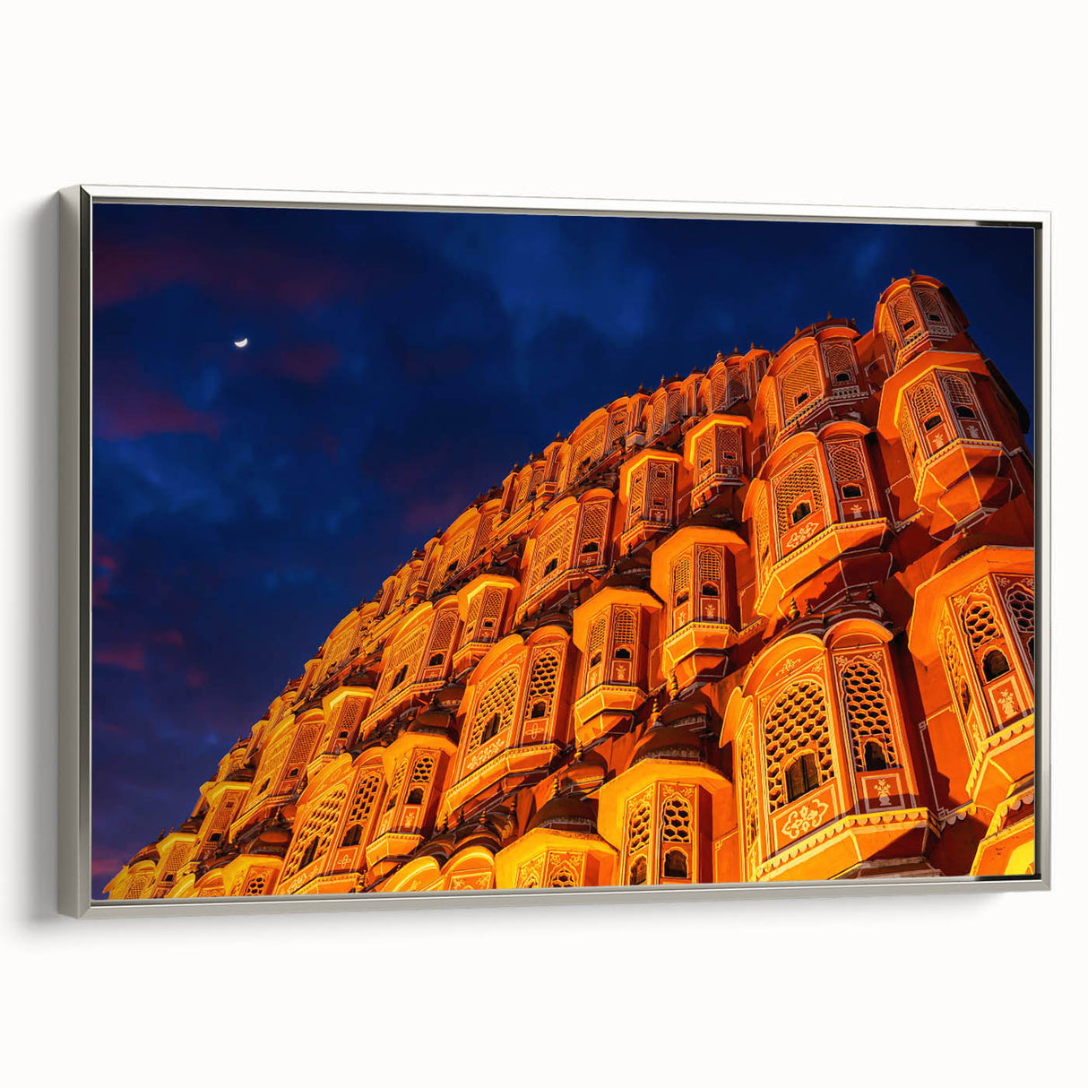 Framed canvas of vintage-style Indian landscape painting in muted earth tones, ideal for bedroom wall art.