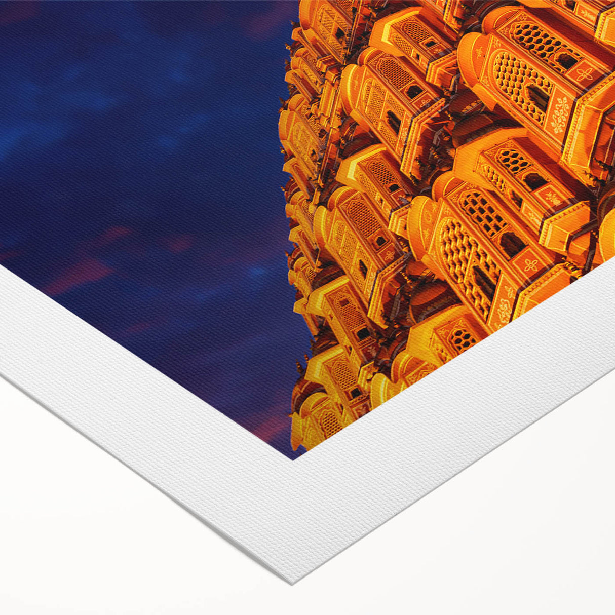 Art deco poster of an Indian landscape in muted earth tones on rolled canvas, suitable for dining room decor.