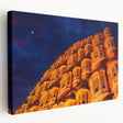 Large art depicting an Asian Indian scenery in muted earth tones on stretched canvas, ideal for kitchen wall decor.