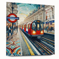 Acrylic print of London skyline in muted blue tones, ideal for dining room decor.