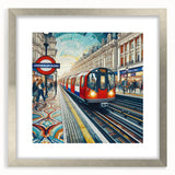 Extra large wall art featuring abstract depiction of London's skyline in muted gray and silver tones.
