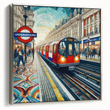 Landscape art painting of London featuring a colorful vintage poster style on a framed canvas, ideal for living room decor.