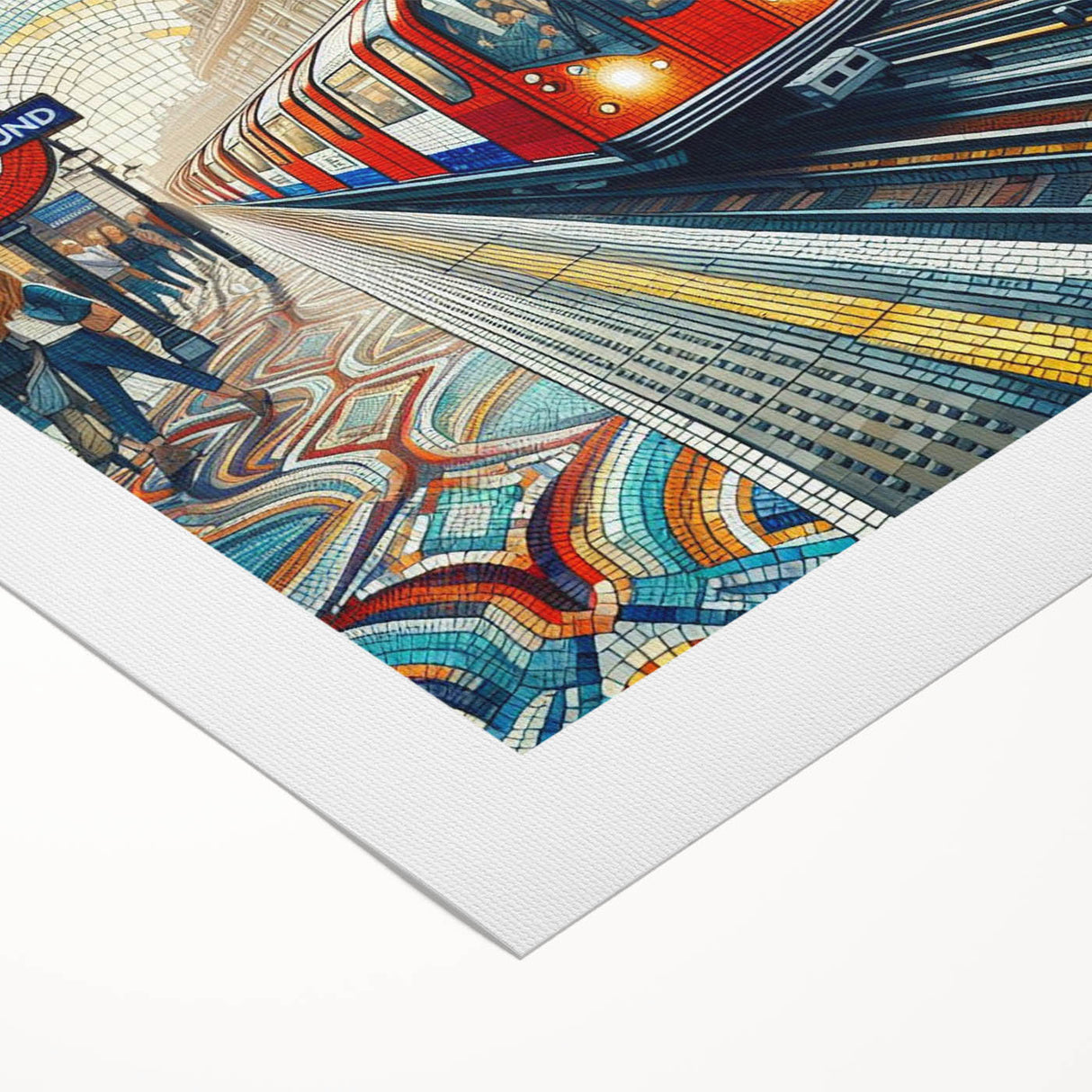 Art deco poster of London skyline in muted gray, ideal for dining room wall art, printed on rolled canvas.