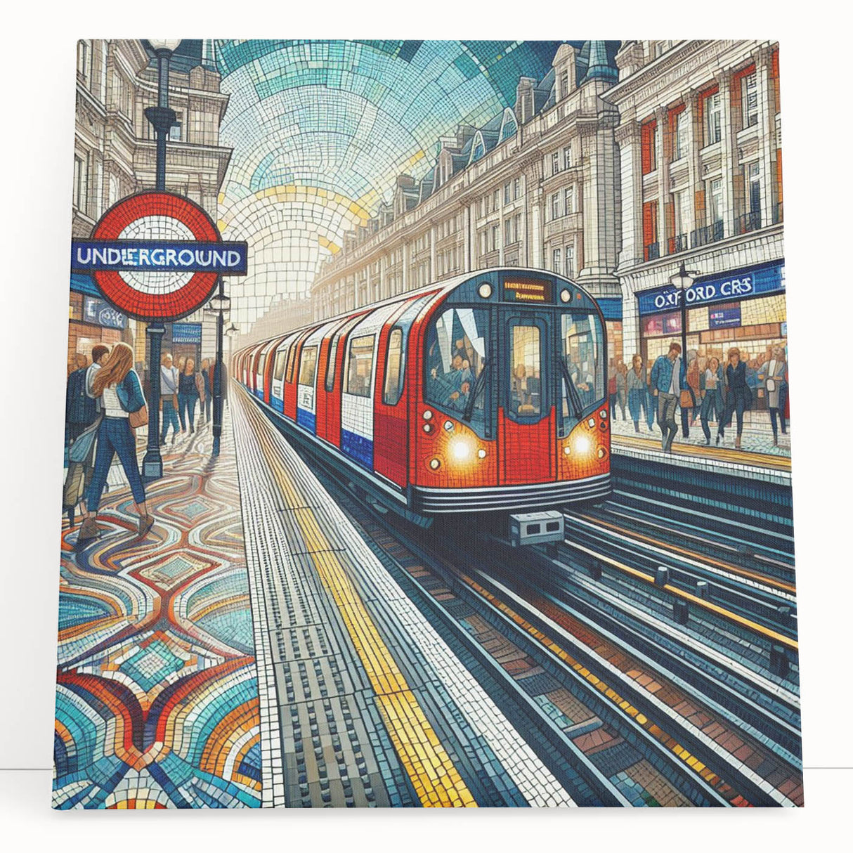 Black and white stretched canvas of London skyline, ideal for kitchen wall art.