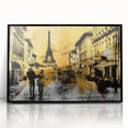 Large abstract wall art of Paris skyline in black and white tones on framed acrylic, suitable for modern living room decor.