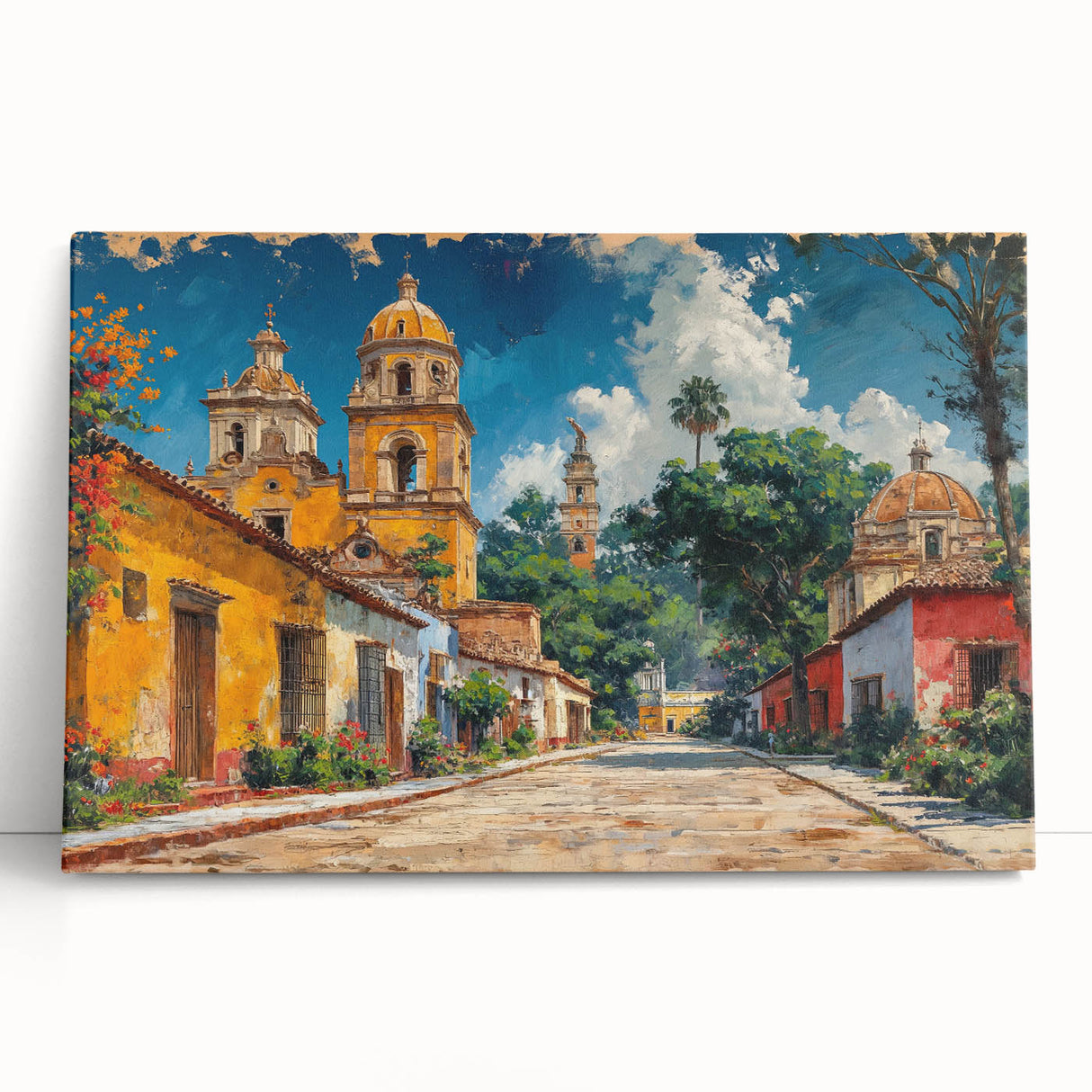 Black and white photo of Yucatan scenery on stretched canvas, ideal for kitchen wall art or bedroom ambiance.