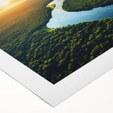 Art deco poster featuring a stylized Brazilian landscape in vibrant colors on rolled canvas, suitable for dining room decor.