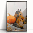 Large abstract wall art featuring swirling autumnal colors on a framed acrylic, ideal for modern living room decor.