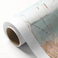Art deco poster featuring a summer landscape on rolled canvas, with soft pastel shades, ideal for nursery wall art.