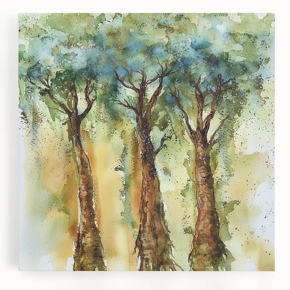 Nature-Inspired Canvas Wall Art - Watercolor Trees for Living Room