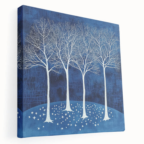 Abstract Canvas Wall Art - Winter Wonderland Tree Print